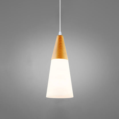 Nordic Wood Grain Glass Cone Shaped 1-Light Pendant Light