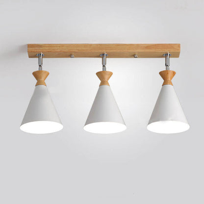 Macaron Cone Shade 3-Light Semi-Flush Mount Ceiling Light