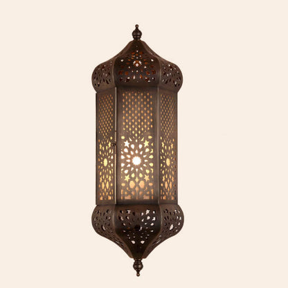 Retro Hollowed Column Copper Moroccan 1-Light Wall Sconce Lamp