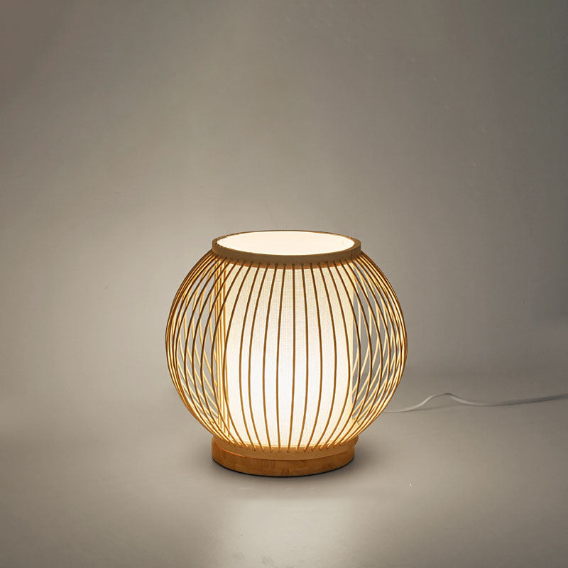 Modern Bamboo Weaving Globe 1-Light Table Lamp