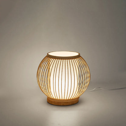 Modern Bamboo Weaving Globe 1-Light Table Lamp