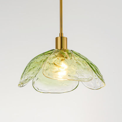 Modern Flower Petal Stained Glass 1-Light Pendant Light