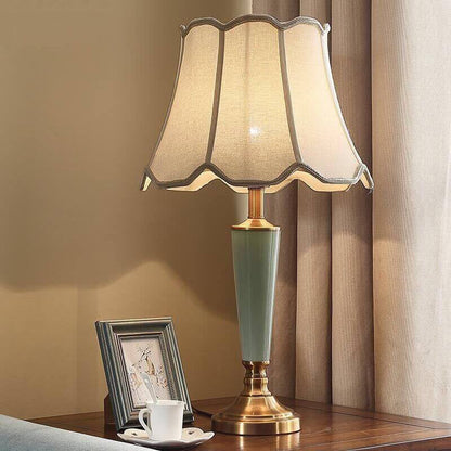 Vintage Fabric Tower Base Ceramic 1-Light Table Lamp