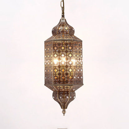 Vintage Exotic Cylindrical Hollow 3-Light Chandelier
