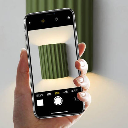 Macaron Resin Striped Half Cylinder 1-Light Wall Sconce Lamp
