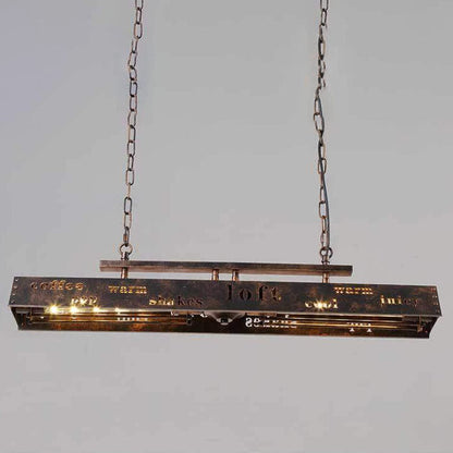 Industrial Vintage Iron Rectangular 2-Light Chandelier