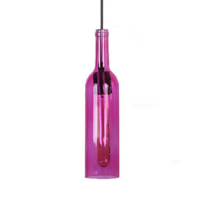 Antique Glass Wine Bottle 1-Light Pendant Light