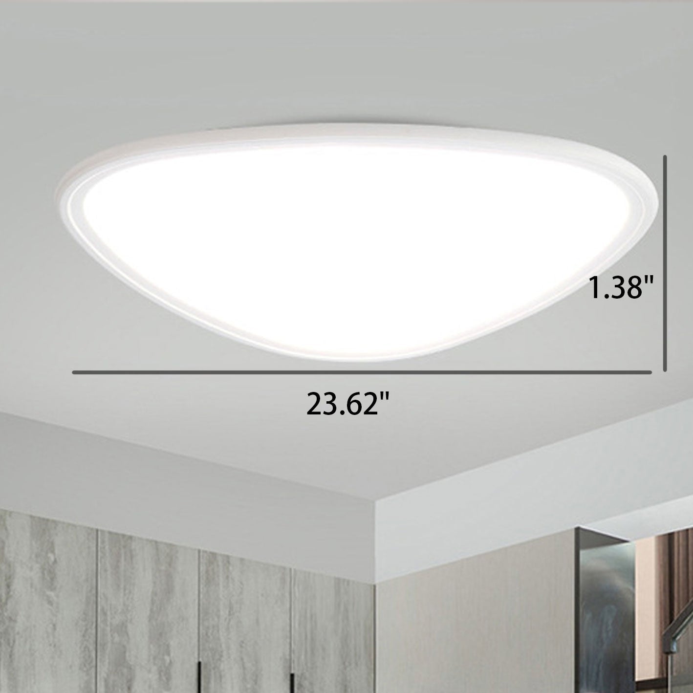 Modern Minimalist Aluminum Acrylic Round Triangle LED Flush Mount Ceiling Light
