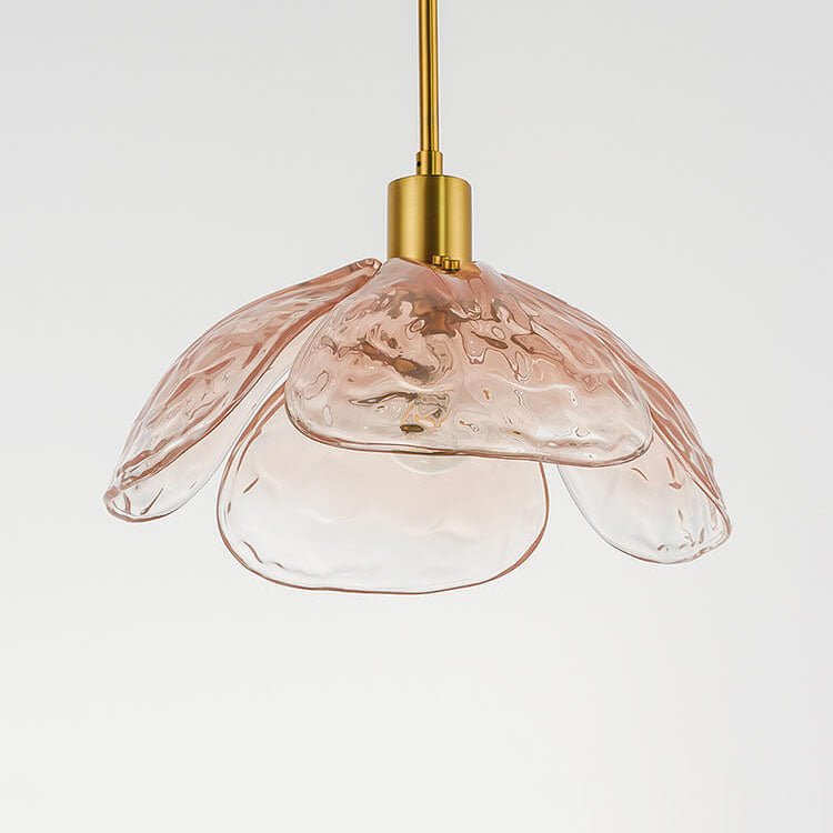 Modern Flower Petal Stained Glass 1-Light Pendant Light