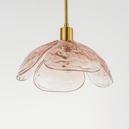 Modern Flower Petal Stained Glass 1-Light Pendant Light