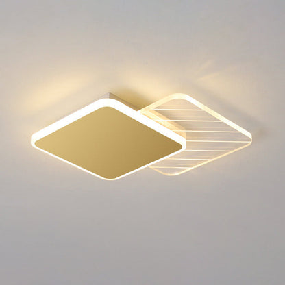 Modern Light Luxury Geometry Iron Acrylic LED Flush Mount Lighting