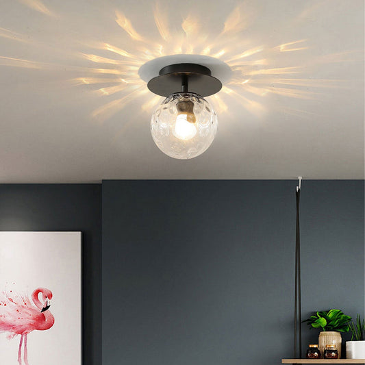 Nordic Water Glass Orb 1-Light Semi-Flush Mount Ceiling Light