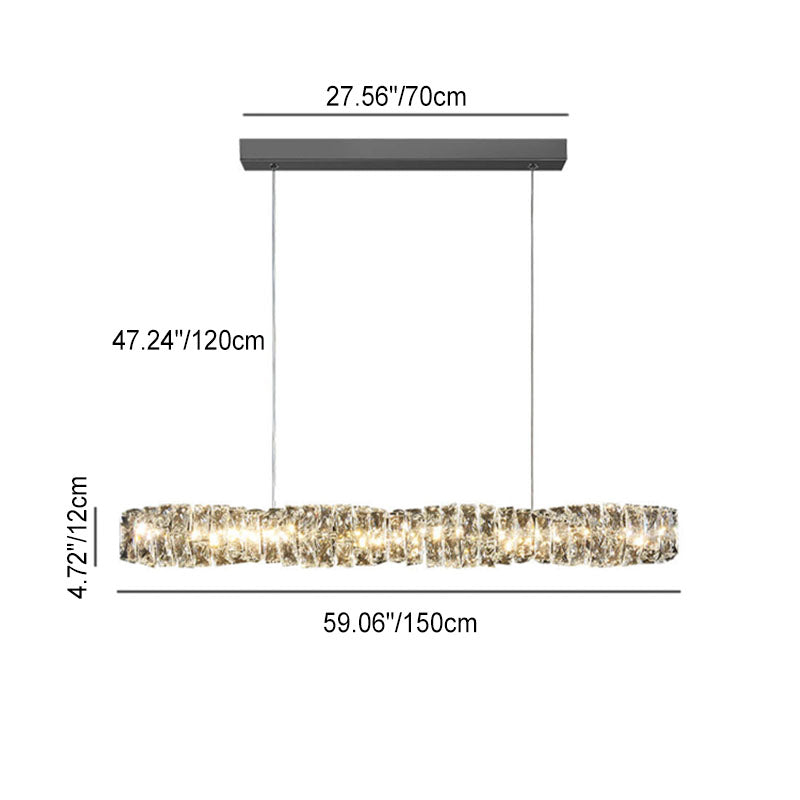 Modern Simplicity Stainless Steel Crystal Strip LED Island Light Pendant Light For Dining Room
