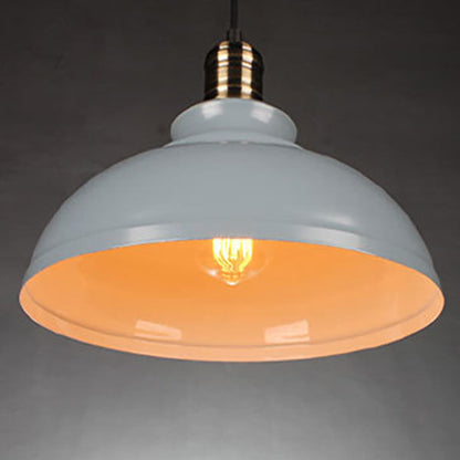 Industrial Simple Dome Round Pot Lid Iron 1-Light Pendant Light