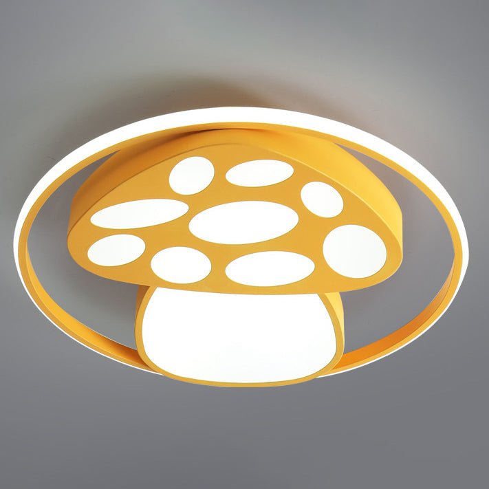 Modern Cartoon Mushroom Circle LED Kids Flush Mount Ceiling Light