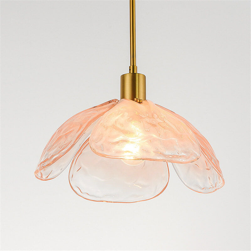 Modern Flower Petal Stained Glass 1-Light Pendant Light