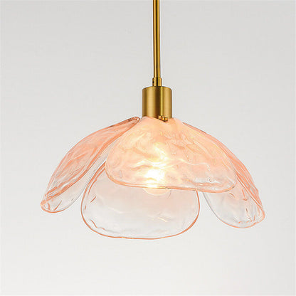 Modern Flower Petal Stained Glass 1-Light Pendant Light