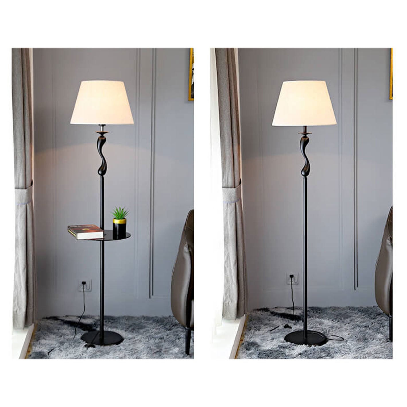 Modern Simple Linen Fabric Dome Iron 1-Light Standing Floor Lamp
