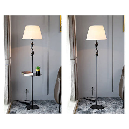 Modern Simple Linen Fabric Dome Iron 1-Light Standing Floor Lamp