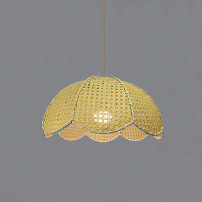 Nordic Rattan Weaving Scallop Dome 1-Light Pendant Light