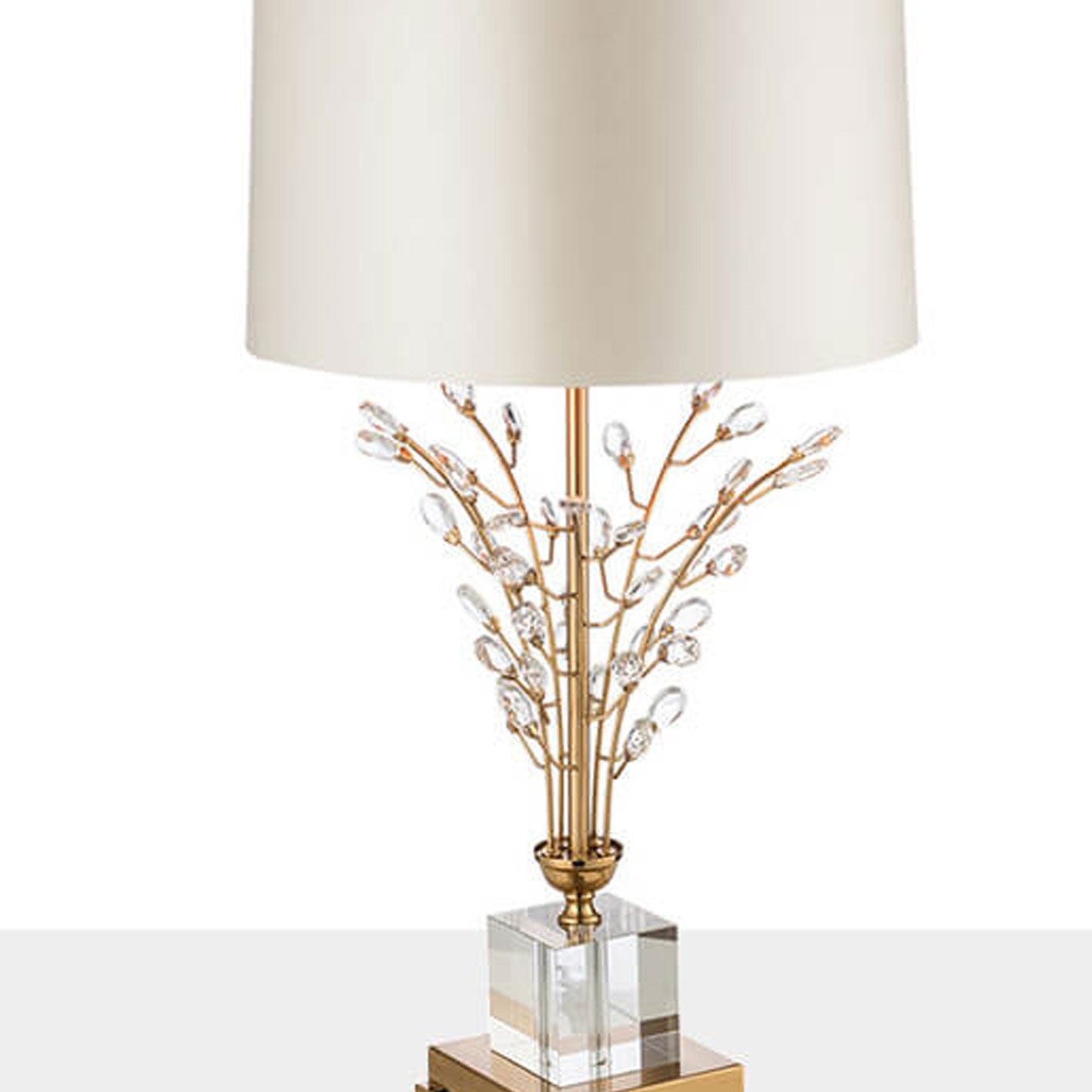 Modern Light Luxury Fabric Crystal Flower Creative Base 1-Light Table Lamp