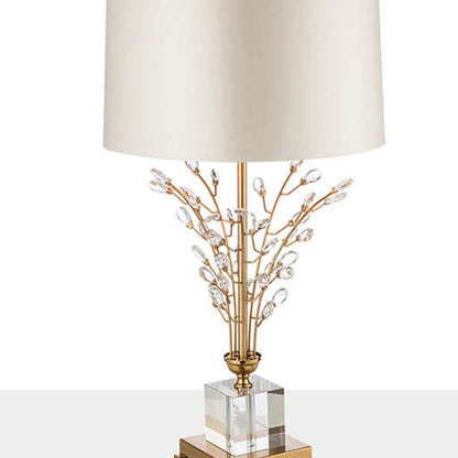 Modern Light Luxury Fabric Crystal Flower Creative Base 1-Light Table Lamp