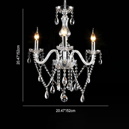 Contemporary Luxury Round Candelabra Glass 3/4/5/6 Light Chandelier For Living Room