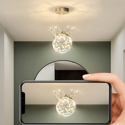 مصباح LED معلق على شكل تاج نجمي عصري من الزجاج 