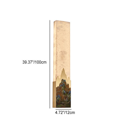 Traditional Chinese Marble All-Copper Rectangular LED Wall Sconce Lamp For Bedroom