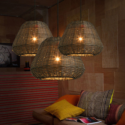 Modern Rattan Vintage Southeast Asian Style 1-Light Pendant Light