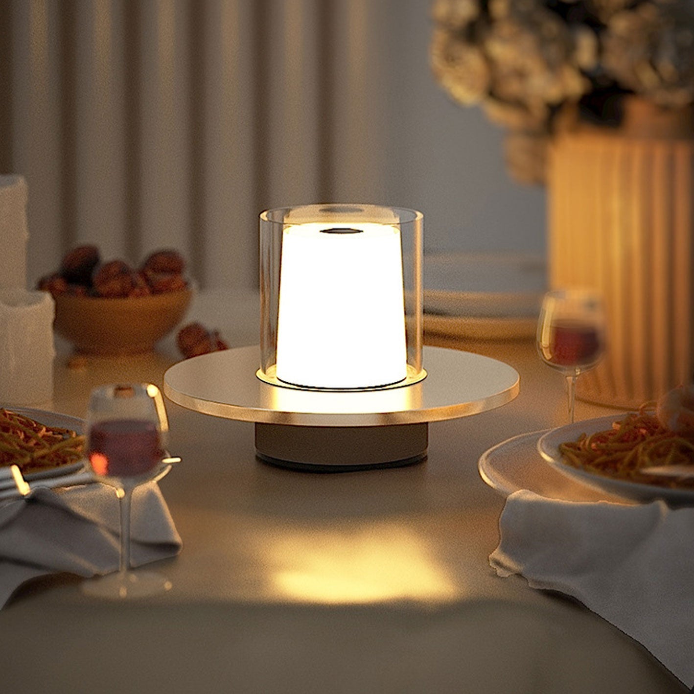 Modern Light Luxury Cylindrical LED Candlestick Night Light Table Lamp