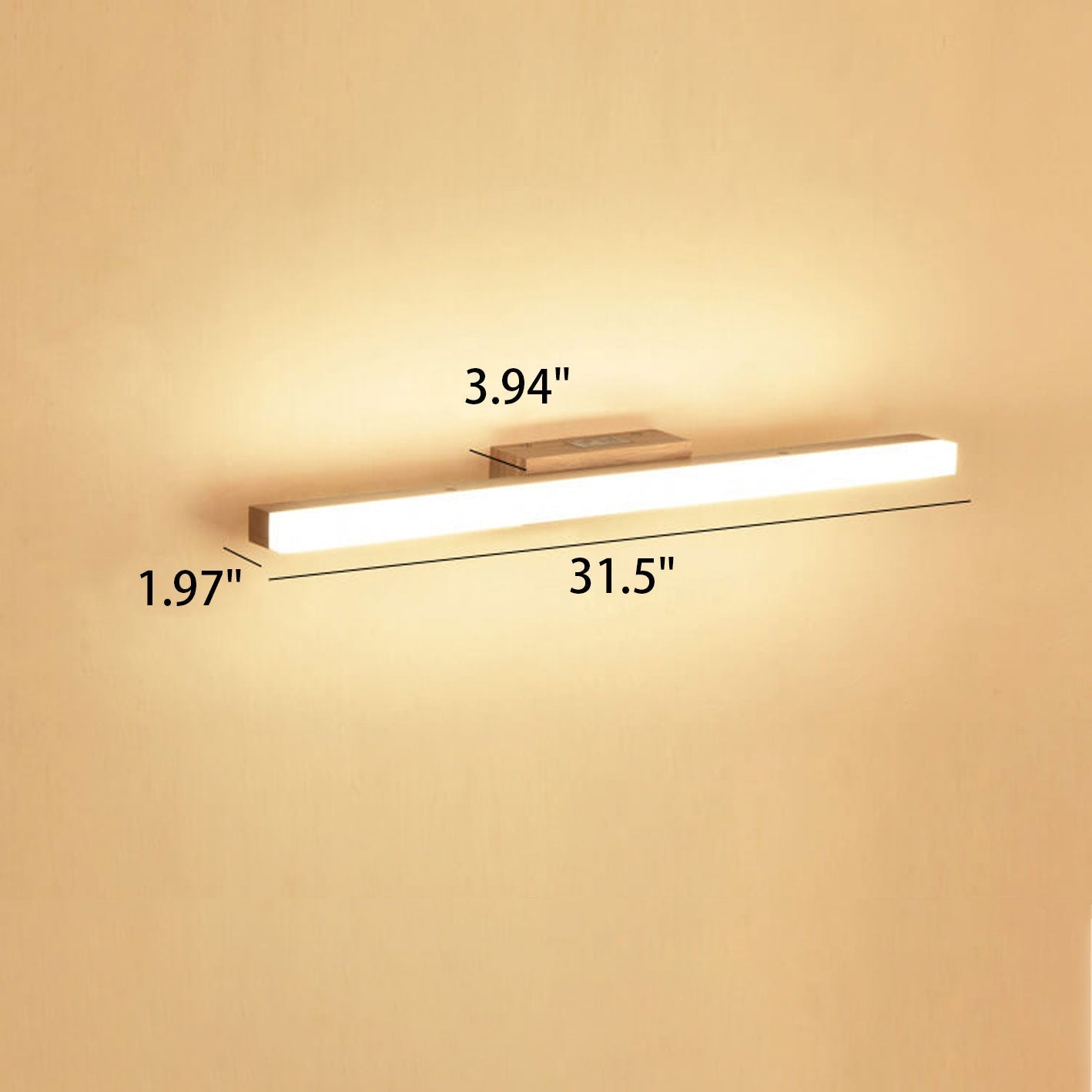 Nordic Minimalist Wooden Long Strip Vanity Light LED Wall Sconce Lamp