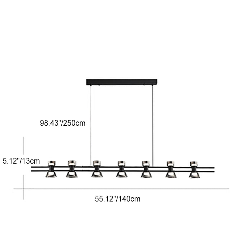 Modern Minimalist Long Copper Glass LED Island Light Pendant Light For Dining Room