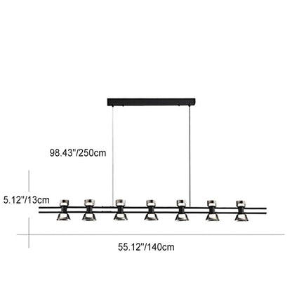 Modern Minimalist Long Copper Glass LED Island Light Pendant Light For Dining Room