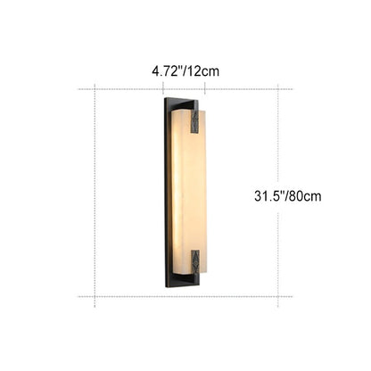 Modern Transitional Rectangular Copper Marble LED Outdoor Wall Sconce Lamp For Outdoor Patio