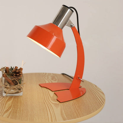 Vintage Orange Iron Dome Shade Fishtail Base  1-Light Table Lamp