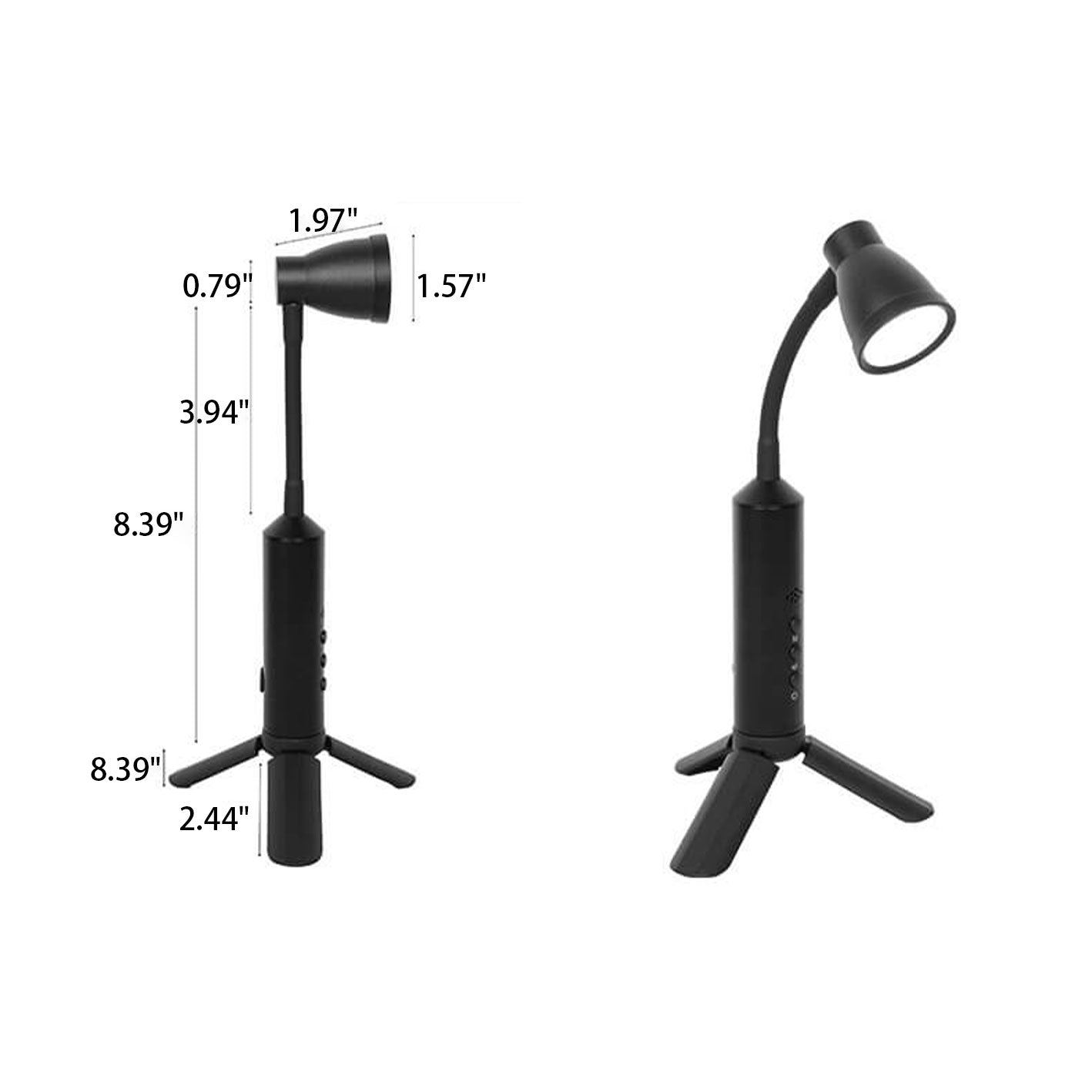 Modern Black Metal Type-C LED Portable Table Lamp