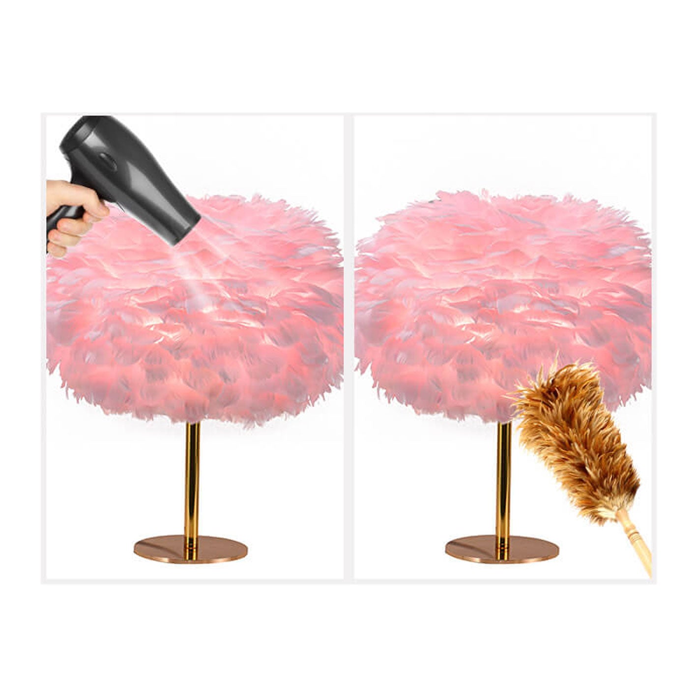 Nordic Goose Feather Round Iron Base 1-Light Table Lamp