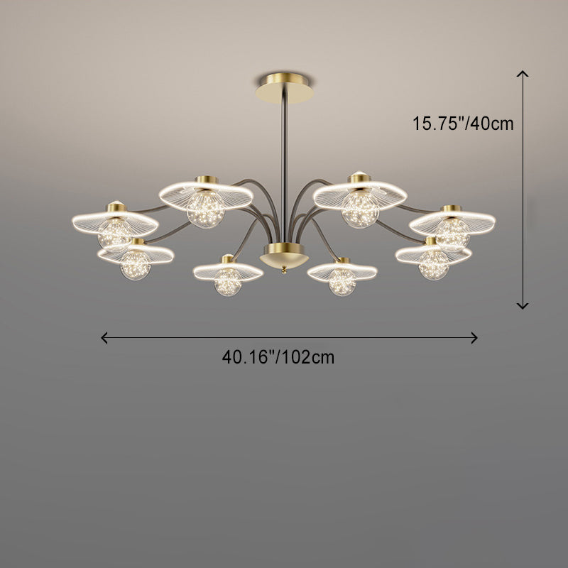 Contemporary Creative Sunset Projection Hardware Lotus Leaf Acrylic LED Chandelier For Living Room