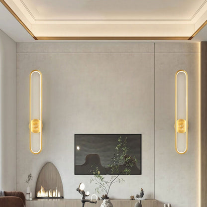 مصباح حائط LED فاخر من Nordic Light مزود بحلقة طويلة من النحاس بالكامل 