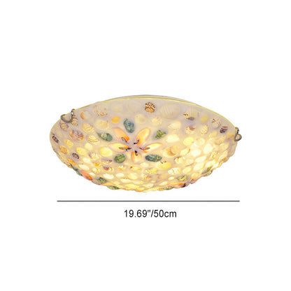 Contemporary Scandinavian Round Shell Iron Glass 2/3/4 Light Flush Mount Ceiling Light For Living Room