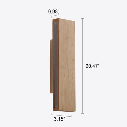 Japanese Minimalist Log Rectangular Flat Rotatable LED Wall Sconce Lamp