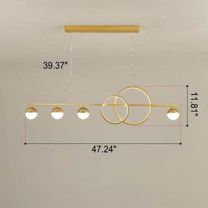 Modern Luxury Long Strip Round Globe Design LED Island Light Chandelier