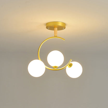 Nordic Creative Glass Ball Curve LED Semi-Flush Mount Ceiling Light