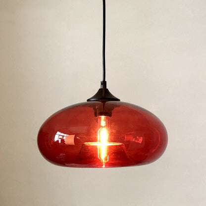 Creative Colored Glass Oval 1-Light Pendant Light
