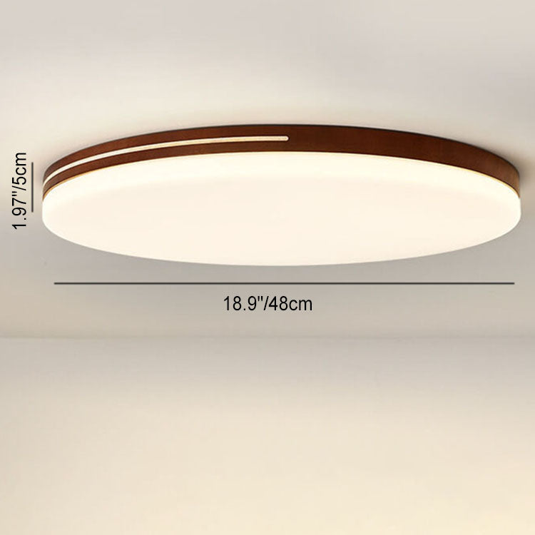 モダンでシンプルな円形アクリル木製LEDフラッシュマウントシーリングライトリビングルーム用