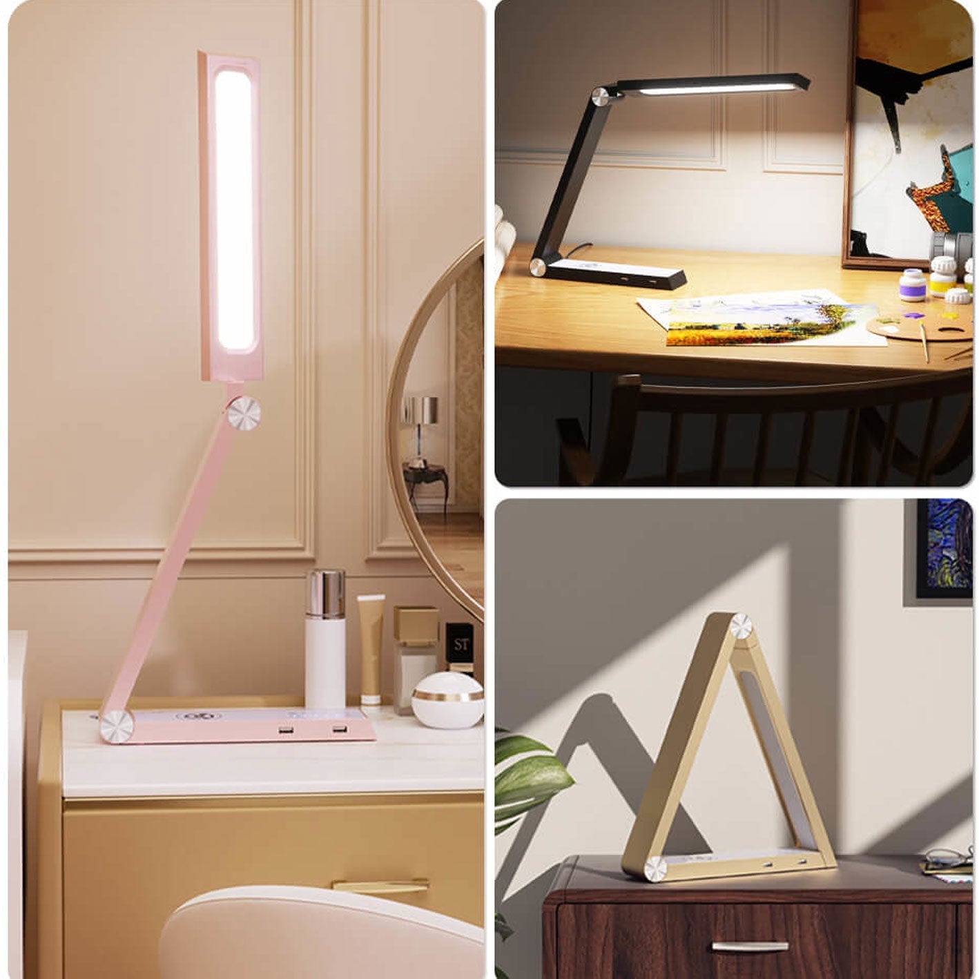 Creative Triangle Eye Protection USB Rechargeable LED Table Lamp