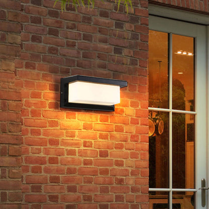 مصباح حائط LED خارجي مقاوم للماء بتصميم هندسي مربع حديث يعمل بالطاقة الشمسية 