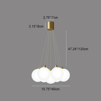 Contemporary Creative Orb Balloon Copper Glass 4/5/7 Light Chandelier For Living Room