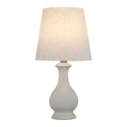 Modern Minimalist Fabric Shade White Ceramic 1-Light Table Lamp
